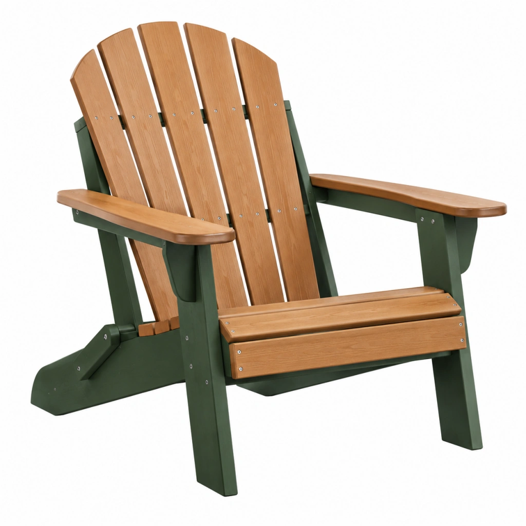 Adirondack-Gartenstuhl 83 x 76 x 100 cm aus Holz in Naturbraun Dunkelgrün mit Armlehnen