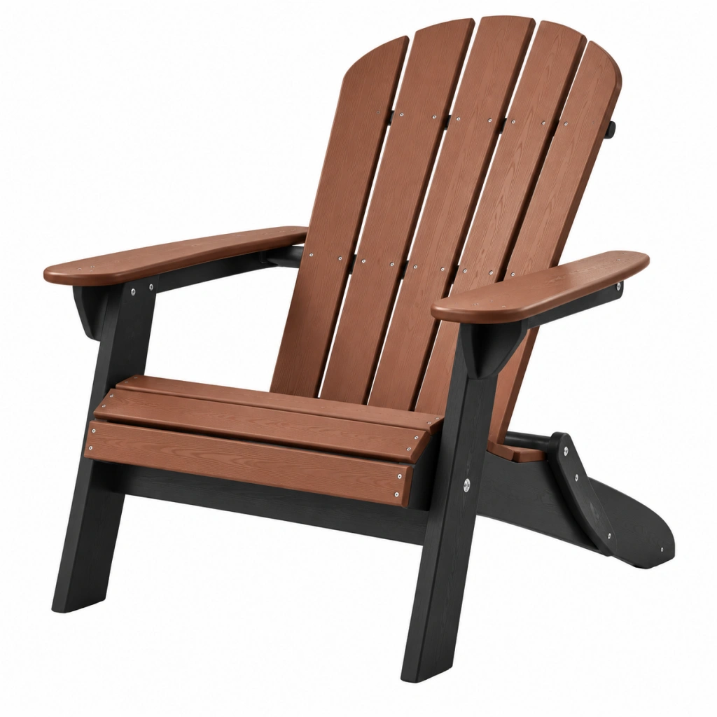 Adirondack Gartenstuhl 83 x 79 x 92 cm Kunststoff Braun Schwarz mit Armlehnen