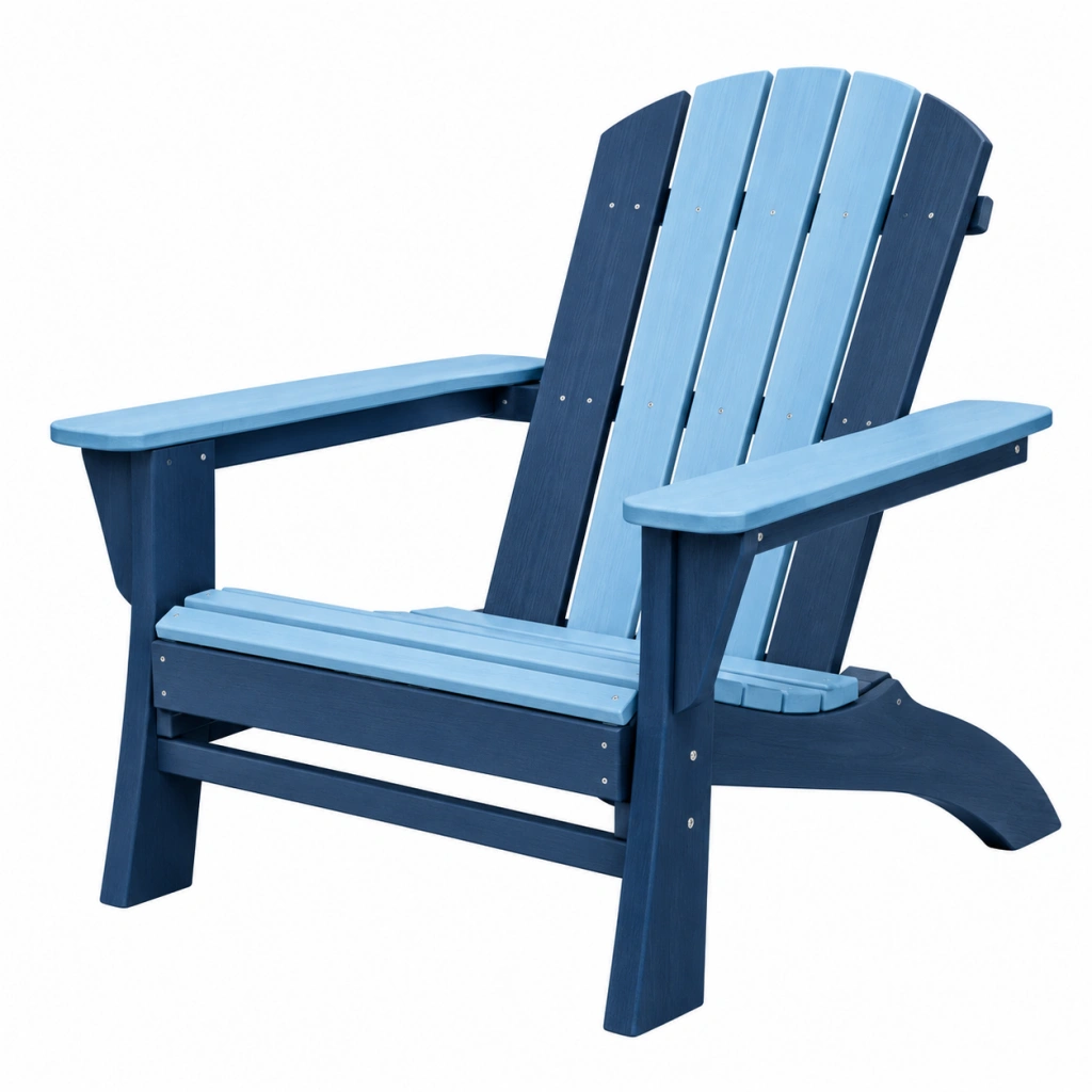 Adirondack Gartenstuhl 80 x 78 x 98 cm aus Holz in Hellblau Dunkelblau mit breiten Armlehnen