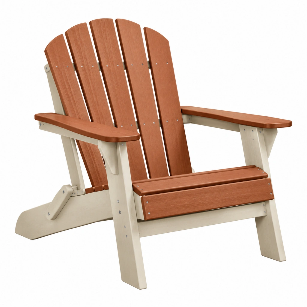 Adirondack Gartenstuhl 80 x 90 x 95 cm aus Holz in Rotbraun und Creme - mit breiten Armlehnen